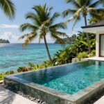 Luxury villa with infinity pool overlooking Labuan Bajo waters.